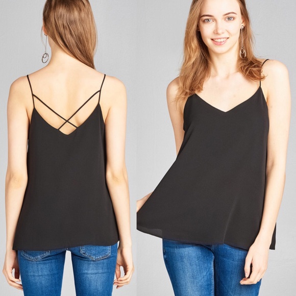 SHELLY✖️ flowy Black tank top x strappy back - Picture 2 of 6
